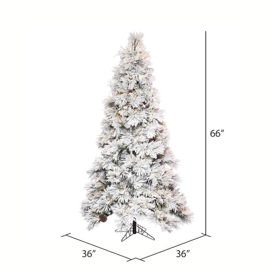 5.5ft. Pre-Lit Flocked Atka Slim Artificial Christmas Tree, Warm White LED Lights